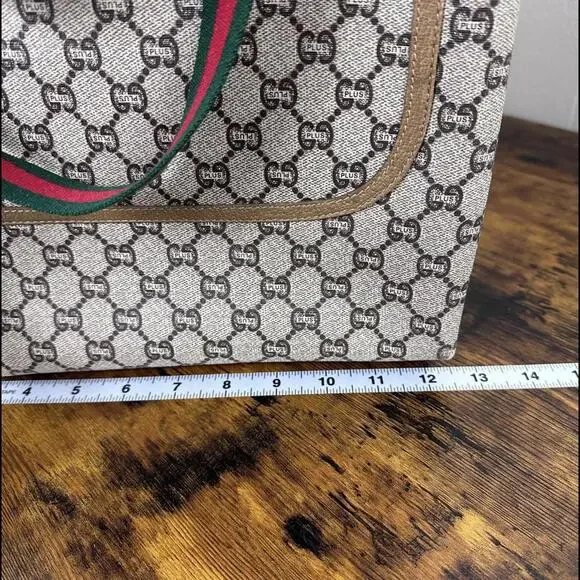 Gucci Vintage 1970's Large Coated PVC Tote Bag in Plus GG Web (GGXX150) - Picture 13 of 16